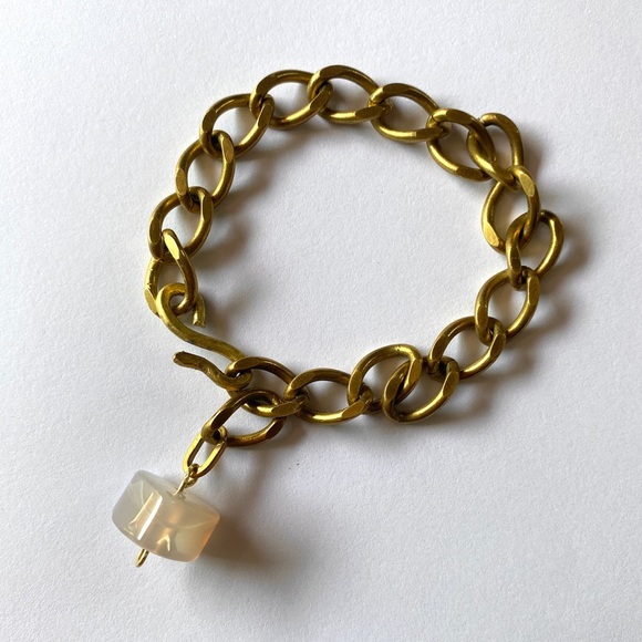 Handmade Crystal Gemstone Layering Chain Bracelet Adjustable Brass Statement - Picture 2 of 4